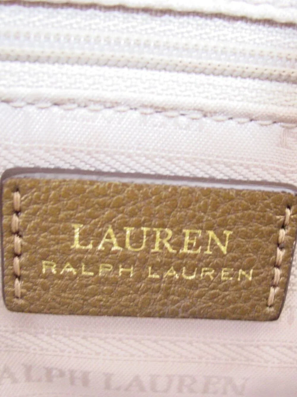 RLL Lauren Ralph Lauren Large Metallic Bronze Gold Leather Zip Tote Bag - Picture 11 of 11